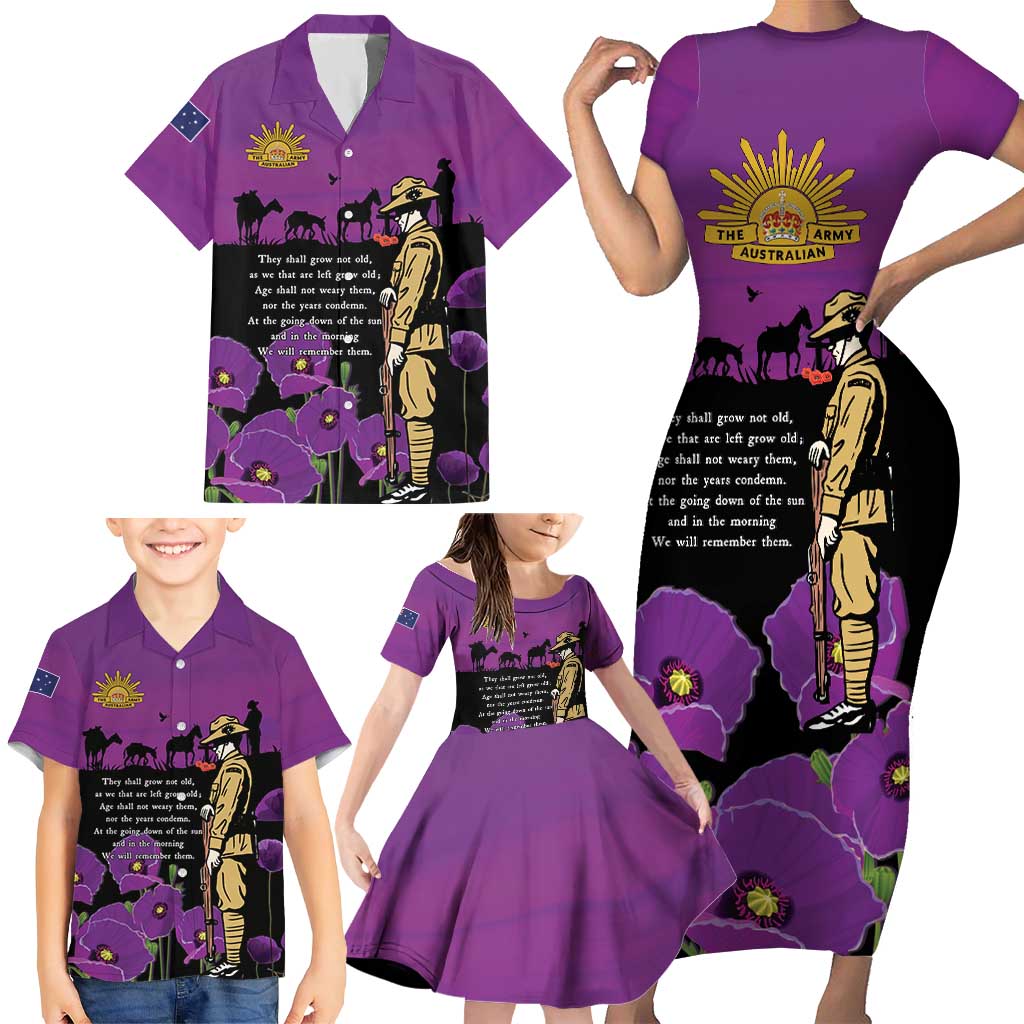 ANZAC Soldier and War Animals Family Matching Short Sleeve Bodycon Dress and Hawaiian Shirt We Will Remember Them LT15 - Polynesian Pride