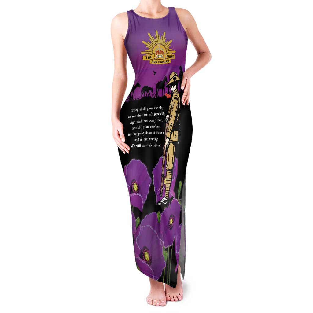 ANZAC Soldier and War Animals Family Matching Tank Maxi Dress and Hawaiian Shirt We Will Remember Them LT15 Mom's Dress Purple - Polynesian Pride
