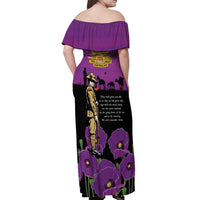ANZAC Soldier and War Animals Off Shoulder Maxi Dress We Will Remember Them