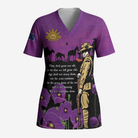ANZAC Soldier and War Animals Scrub Top We Will Remember Them