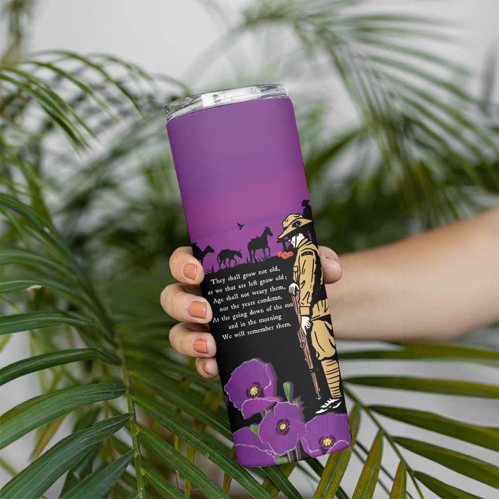 ANZAC Soldier and War Animals Skinny Tumbler We Will Remember Them