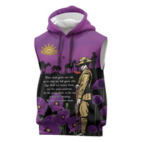 ANZAC Soldier and War Animals Sleeveless Hoodie We Will Remember Them LT15 Purple - Polynesian Pride