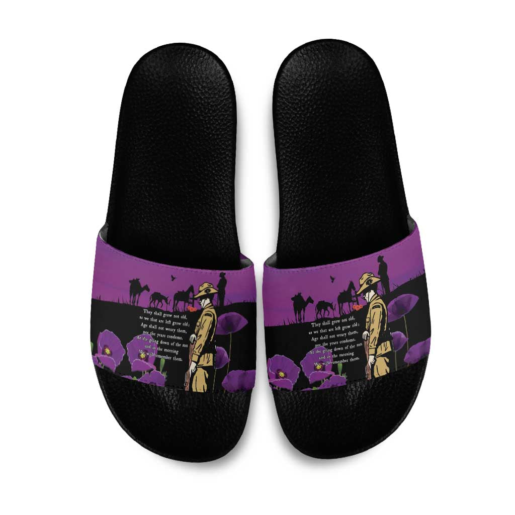 ANZAC Soldier and War Animals Slide Sandals We Will Remember Them