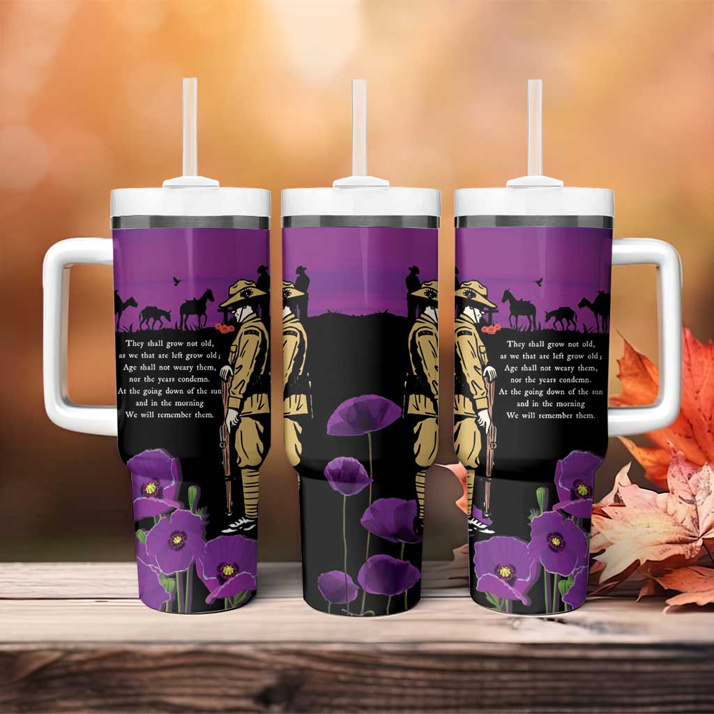 ANZAC Soldier and War Animals Tumbler With Handle We Will Remember Them
