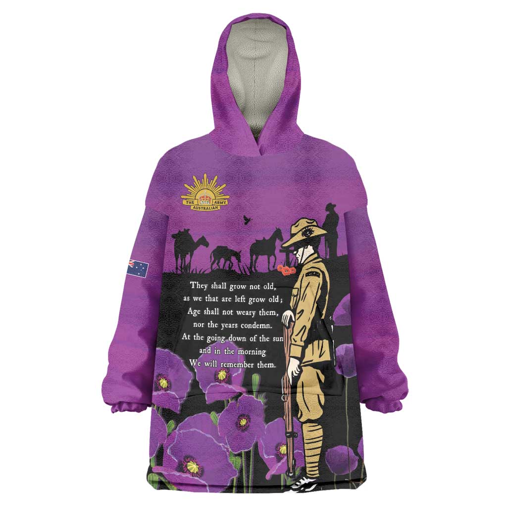 ANZAC Soldier and War Animals Wearable Blanket Hoodie We Will Remember Them