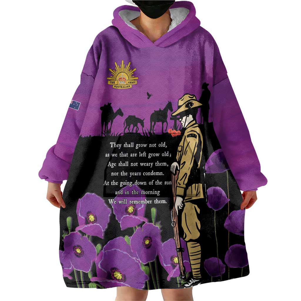 ANZAC Soldier and War Animals Wearable Blanket Hoodie We Will Remember Them