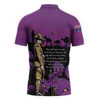 ANZAC Soldier and War Animals Zipper Polo Shirt We Will Remember Them
