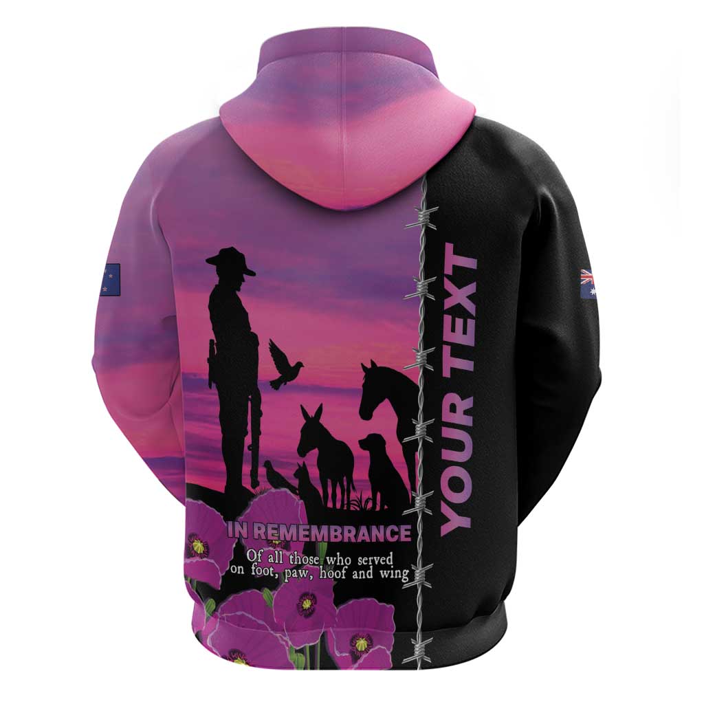 Personalised ANZAC War Animals Hoodie Lest We Forget Memorial