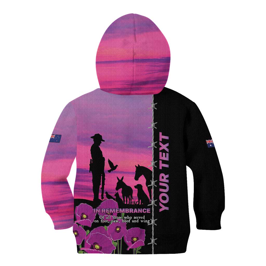 Personalised ANZAC War Animals Kid Hoodie Lest We Forget Memorial