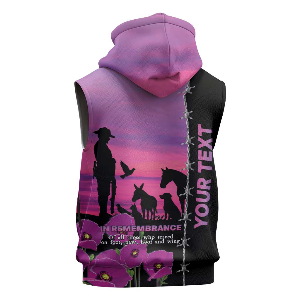 Personalised ANZAC War Animals Sleeveless Zip Hoodie Lest We Forget Memorial LT15 - Polynesian Pride