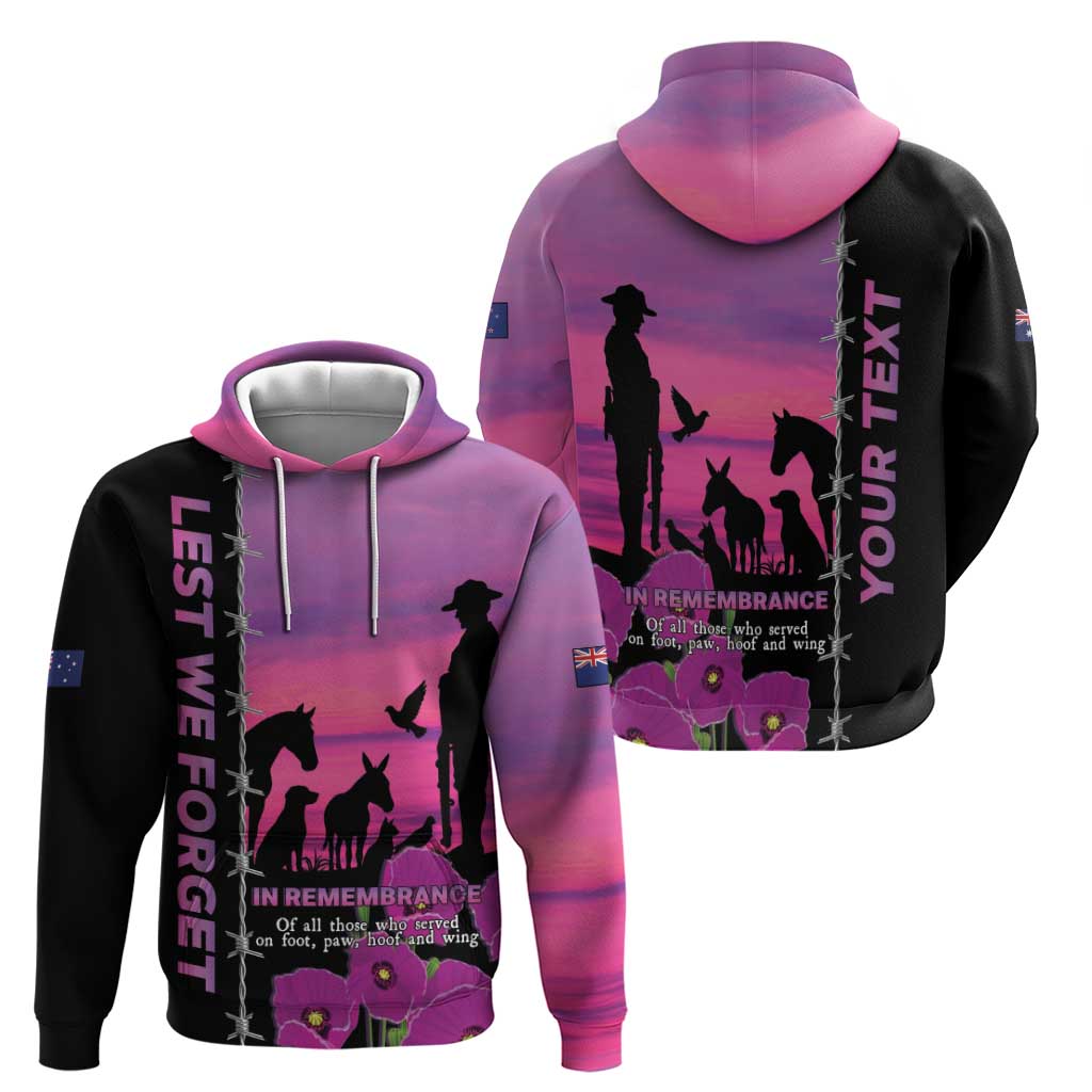 Personalised ANZAC War Animals Zip Hoodie Lest We Forget Memorial