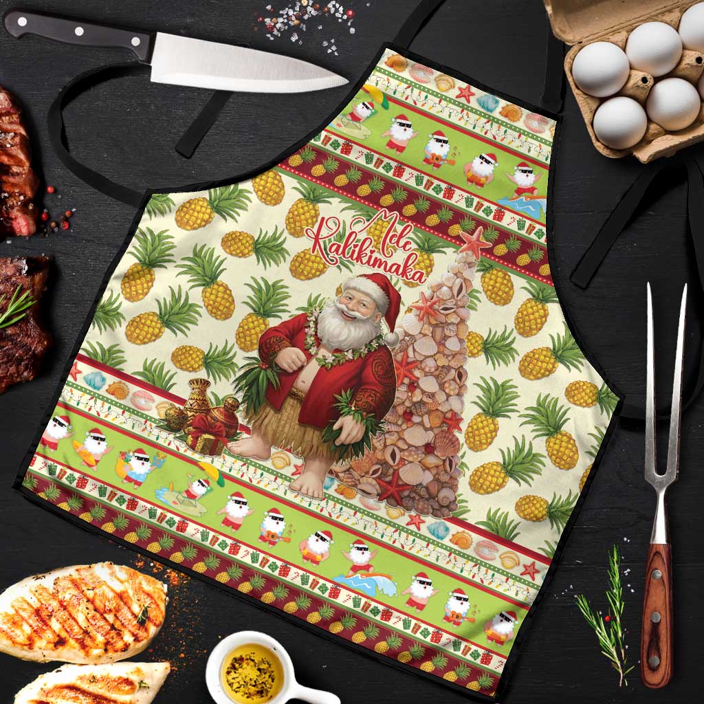Hawaiian Santa Aloha Pineapple Christmas Apron Mele Kalikimaka - Polynesian Pride