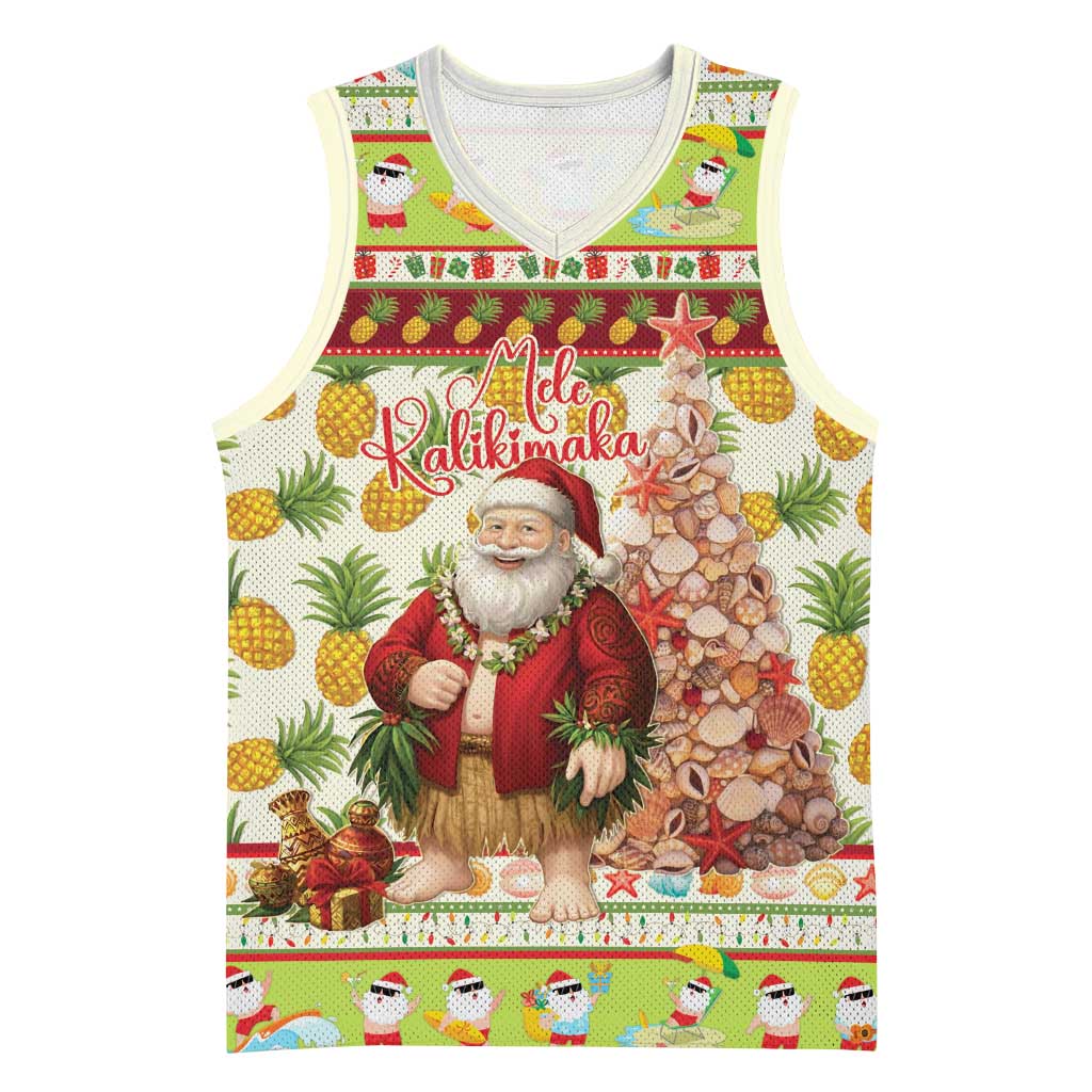 Hawaiian Santa Aloha Pineapple Christmas Basketball Jersey Mele Kalikimaka LT15 Unisex Cream - Polynesian Pride