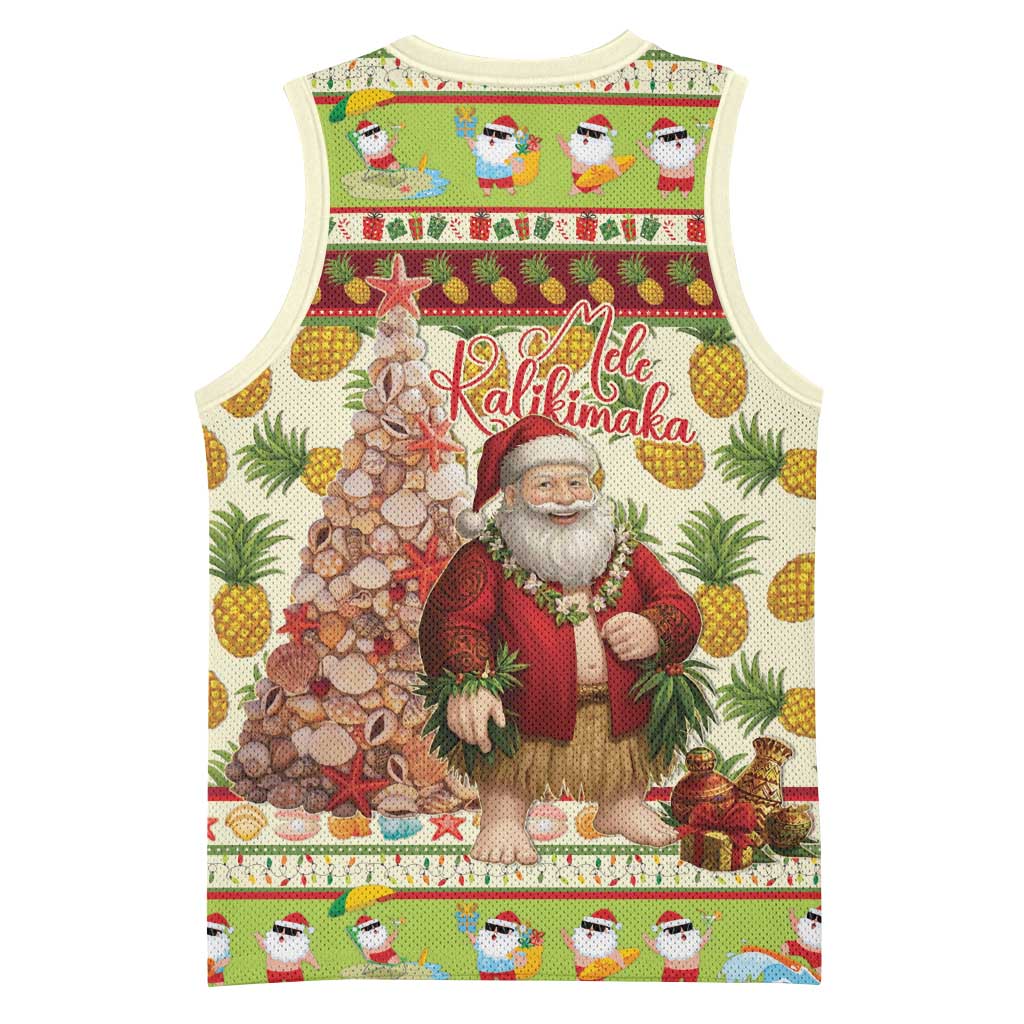 Hawaiian Santa Aloha Pineapple Christmas Basketball Jersey Mele Kalikimaka LT15 - Polynesian Pride