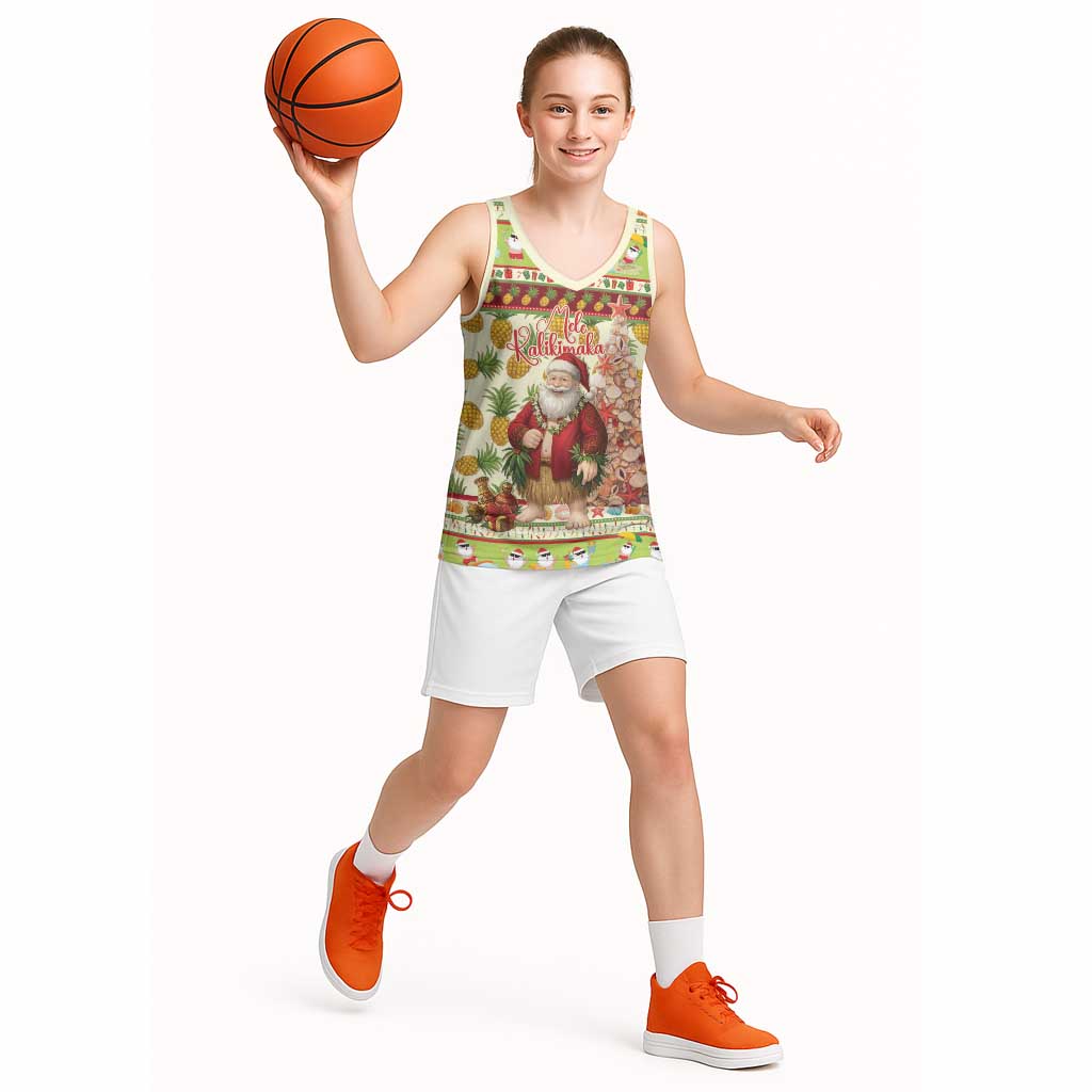 Hawaiian Santa Aloha Pineapple Christmas Basketball Jersey Mele Kalikimaka LT15 - Polynesian Pride