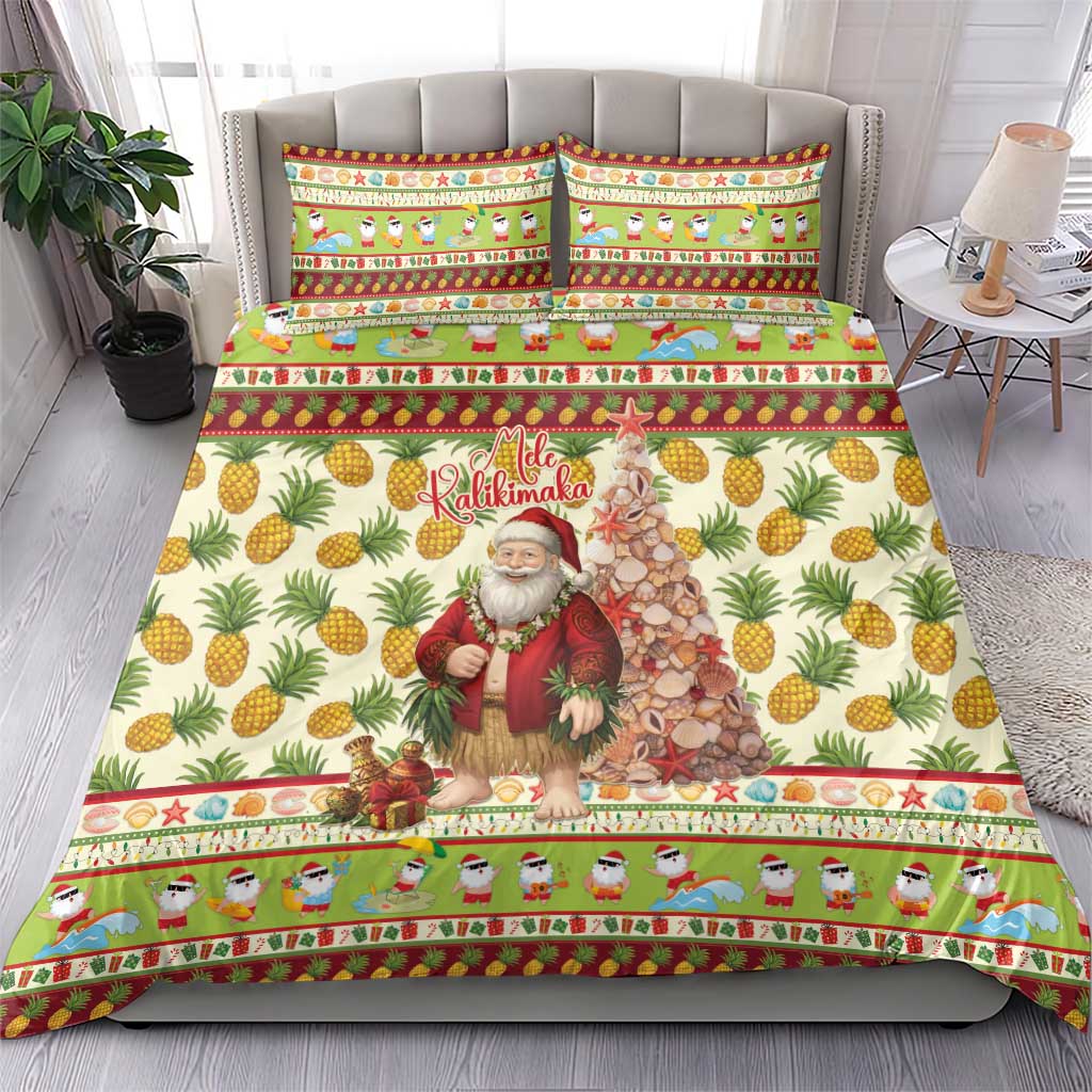 Hawaiian Santa Aloha Pineapple Christmas Bedding Set Mele Kalikimaka LT15 - Polynesian Pride