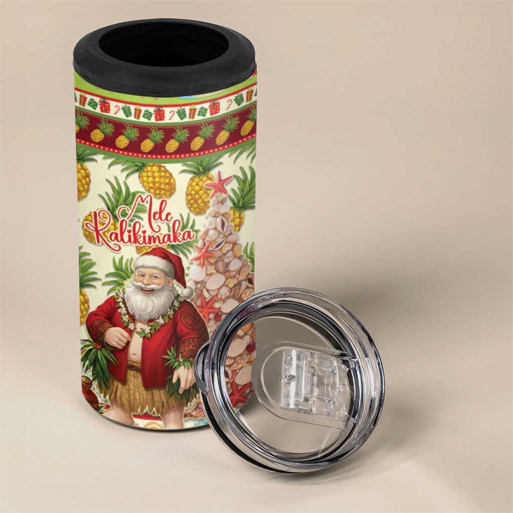 Hawaiian Santa Aloha Pineapple Christmas 4 in 1 Can Cooler Tumbler Mele Kalikimaka LT15 - Polynesian Pride