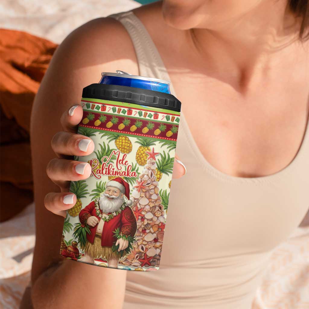 Hawaiian Santa Aloha Pineapple Christmas 4 in 1 Can Cooler Tumbler Mele Kalikimaka LT15 - Polynesian Pride