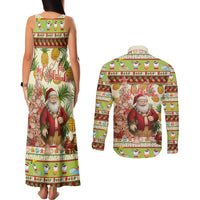 Hawaiian Santa Aloha Pineapple Christmas Couples Matching Tank Maxi Dress and Long Sleeve Button Shirt Mele Kalikimaka LT15 - Polynesian Pride