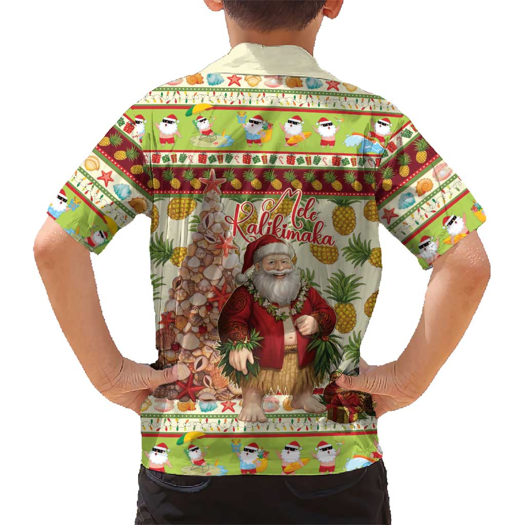 Hawaiian Santa Aloha Pineapple Christmas Family Matching Off Shoulder Maxi Dress and Hawaiian Shirt Mele Kalikimaka LT15 - Polynesian Pride