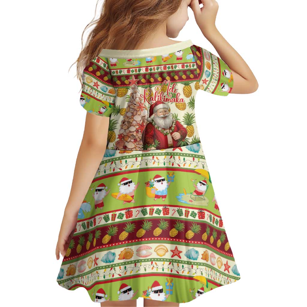 Hawaiian Santa Aloha Pineapple Christmas Family Matching Off Shoulder Short Dress and Hawaiian Shirt Mele Kalikimaka LT15 - Polynesian Pride