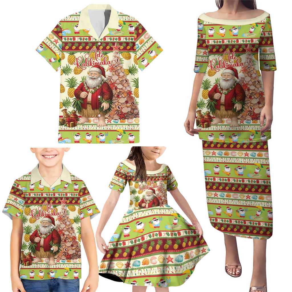 Hawaiian Santa Aloha Pineapple Christmas Family Matching Puletasi and Hawaiian Shirt Mele Kalikimaka LT15 - Polynesian Pride