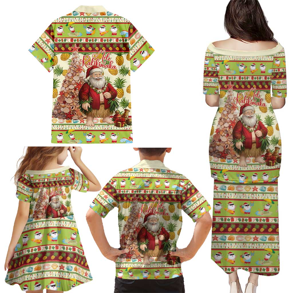 Hawaiian Santa Aloha Pineapple Christmas Family Matching Puletasi and Hawaiian Shirt Mele Kalikimaka LT15 - Polynesian Pride