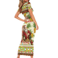 Hawaiian Santa Aloha Pineapple Christmas Family Matching Short Sleeve Bodycon Dress and Hawaiian Shirt Mele Kalikimaka LT15 - Polynesian Pride
