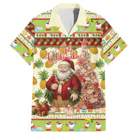 Hawaiian Santa Aloha Pineapple Christmas Family Matching Tank Maxi Dress and Hawaiian Shirt Mele Kalikimaka LT15 Dad's Shirt - Short Sleeve Cream - Polynesian Pride