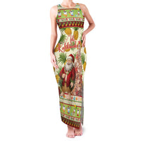 Hawaiian Santa Aloha Pineapple Christmas Family Matching Tank Maxi Dress and Hawaiian Shirt Mele Kalikimaka LT15 Mom's Dress Cream - Polynesian Pride