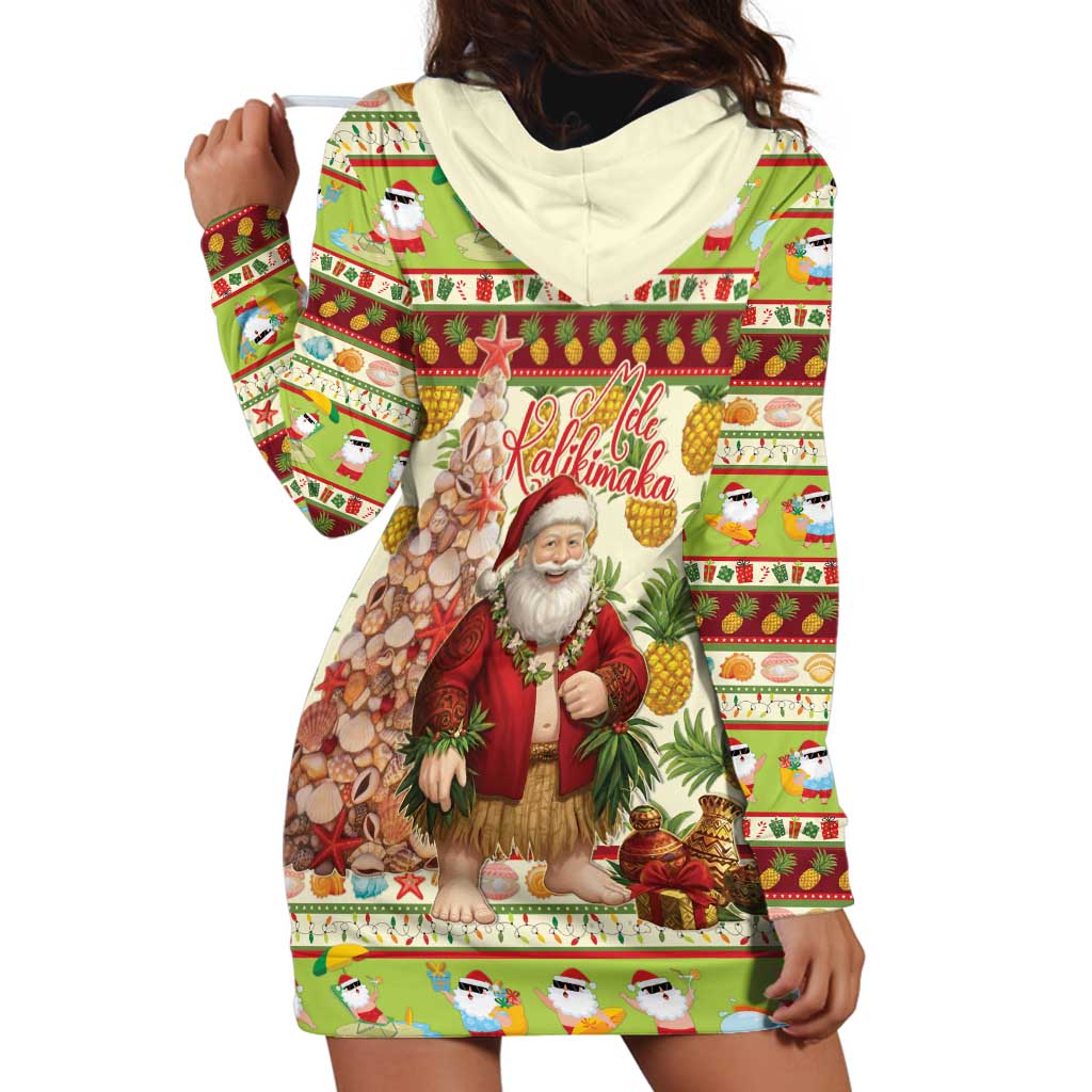 Hawaiian Santa Aloha Pineapple Christmas Hoodie Dress Mele Kalikimaka LT15 - Polynesian Pride