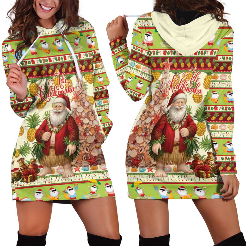 Hawaiian Santa Aloha Pineapple Christmas Hoodie Dress Mele Kalikimaka LT15 - Polynesian Pride
