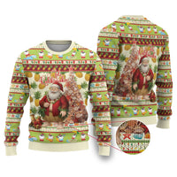 Hawaiian Santa Aloha Pineapple Christmas Ugly Christmas Sweater Mele Kalikimaka LT15 Cream - Polynesian Pride