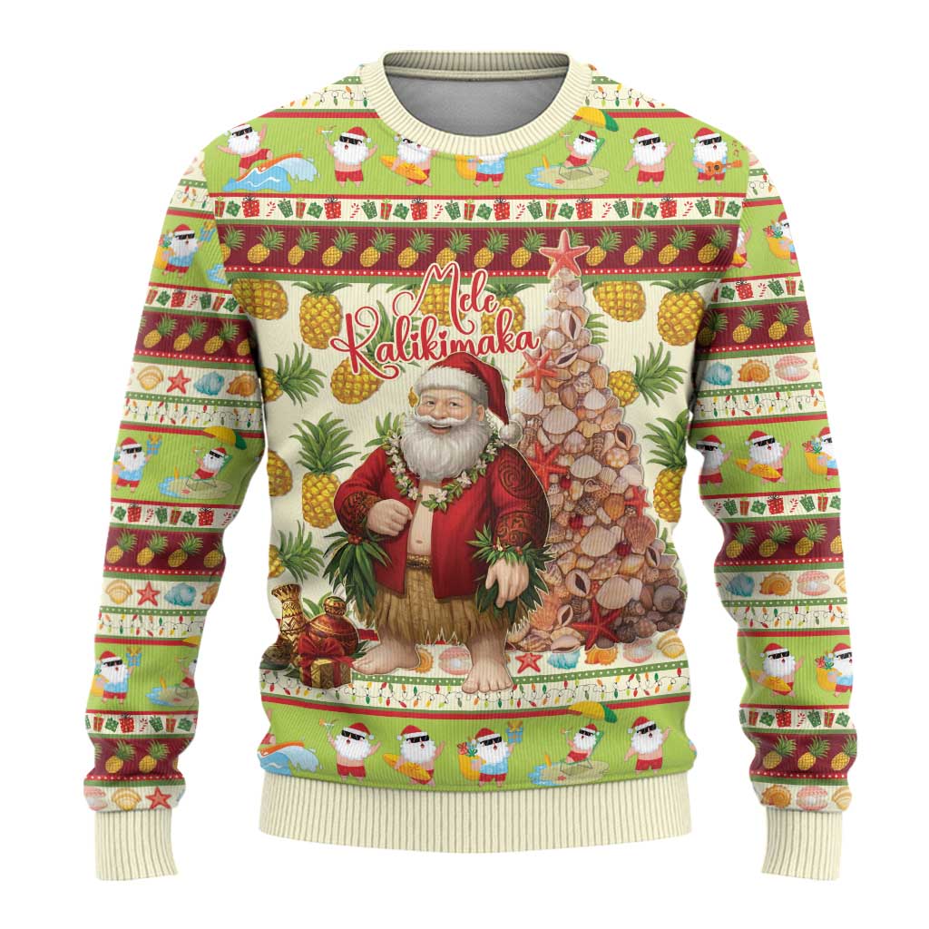 Hawaiian Santa Aloha Pineapple Christmas Ugly Christmas Sweater Mele Kalikimaka LT15 - Polynesian Pride