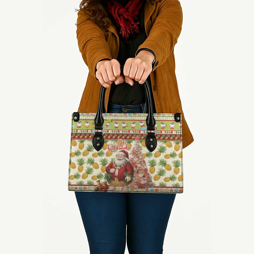 Hawaiian Santa Aloha Pineapple Christmas Leather Bag Mele Kalikimaka - Polynesian Pride