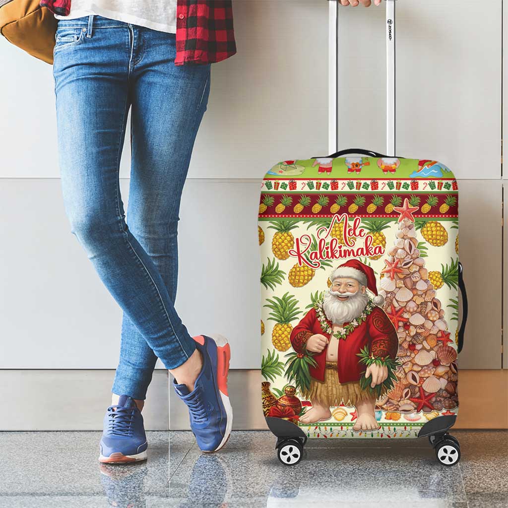 Hawaiian Santa Aloha Pineapple Christmas Luggage Cover Mele Kalikimaka LT15 - Polynesian Pride