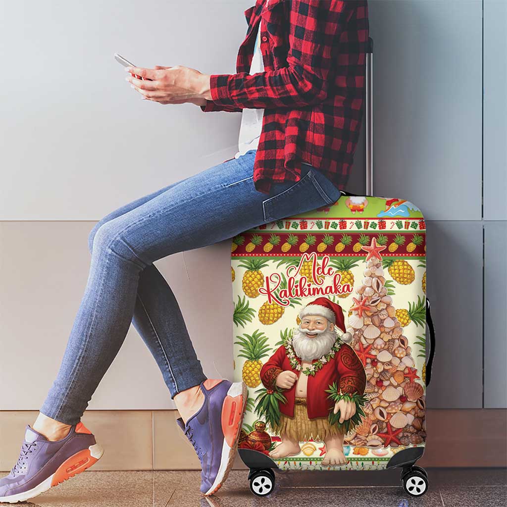 Hawaiian Santa Aloha Pineapple Christmas Luggage Cover Mele Kalikimaka LT15 - Polynesian Pride