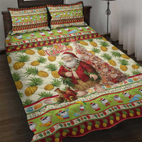 Hawaiian Santa Aloha Pineapple Christmas Quilt Bed Set Mele Kalikimaka LT15 Cream - Polynesian Pride