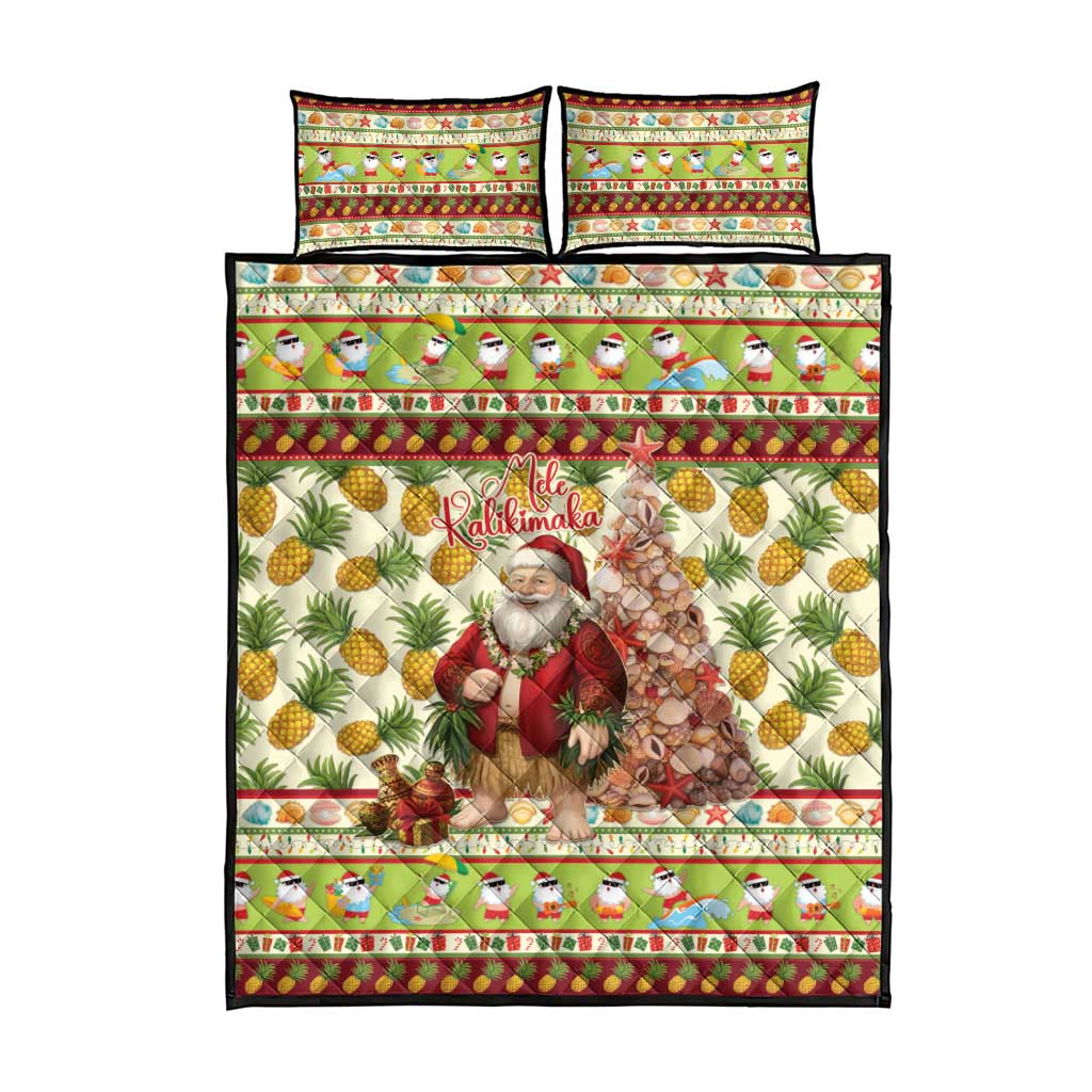 Hawaiian Santa Aloha Pineapple Christmas Quilt Bed Set Mele Kalikimaka LT15 - Polynesian Pride