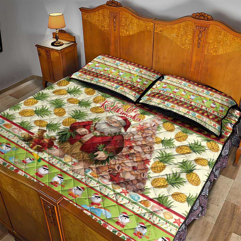 Hawaiian Santa Aloha Pineapple Christmas Quilt Bed Set Mele Kalikimaka LT15 - Polynesian Pride