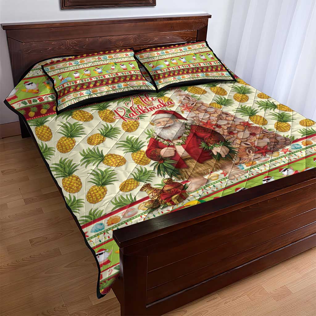 Hawaiian Santa Aloha Pineapple Christmas Quilt Bed Set Mele Kalikimaka LT15 - Polynesian Pride