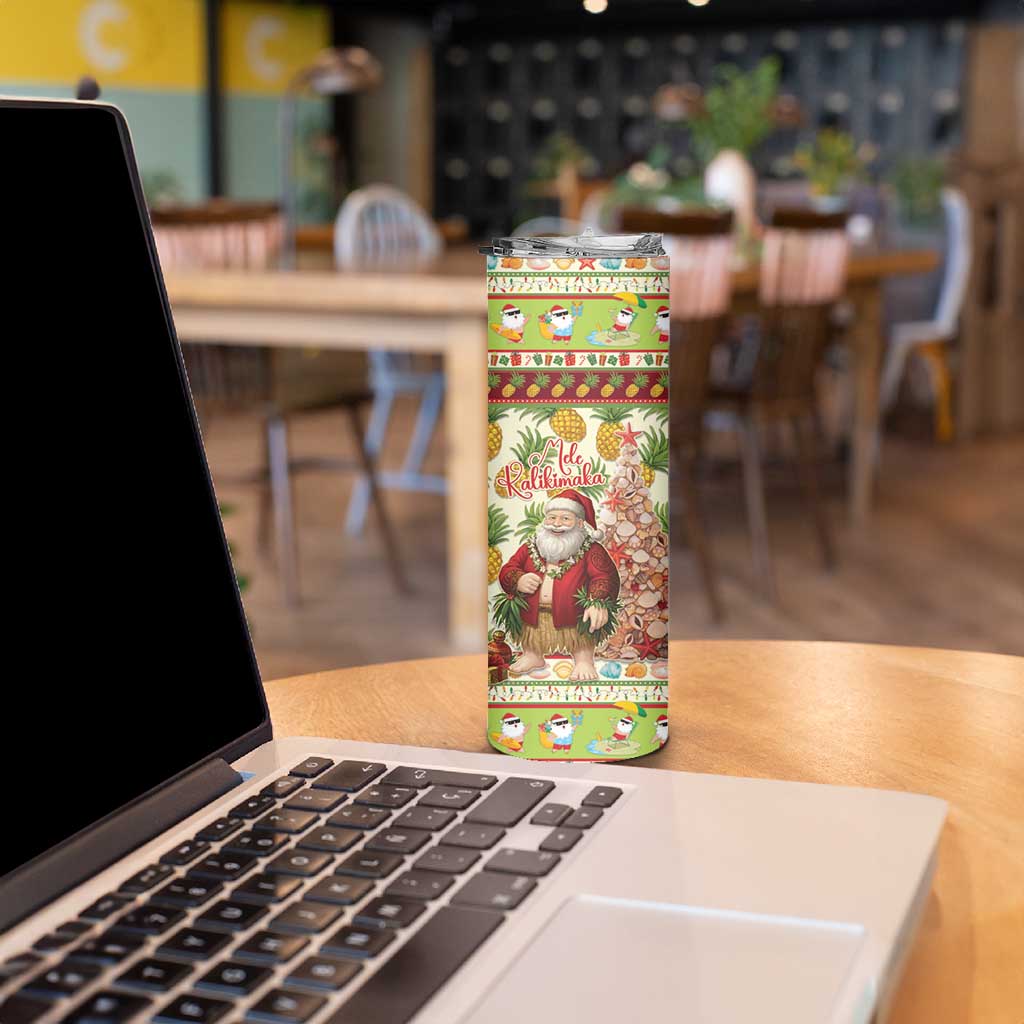 Hawaiian Santa Aloha Pineapple Christmas Skinny Tumbler Mele Kalikimaka LT15 - Polynesian Pride