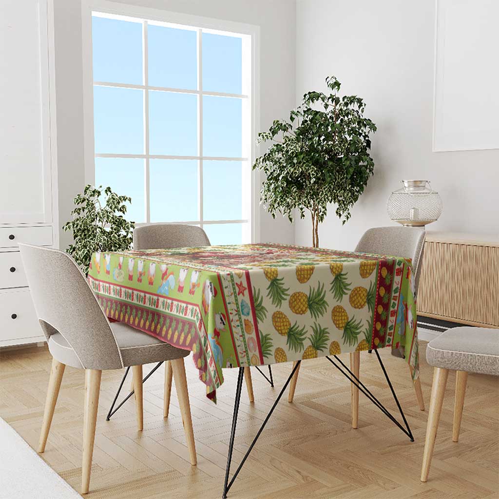 Hawaiian Santa Aloha Pineapple Christmas Tablecloth Mele Kalikimaka - Polynesian Pride