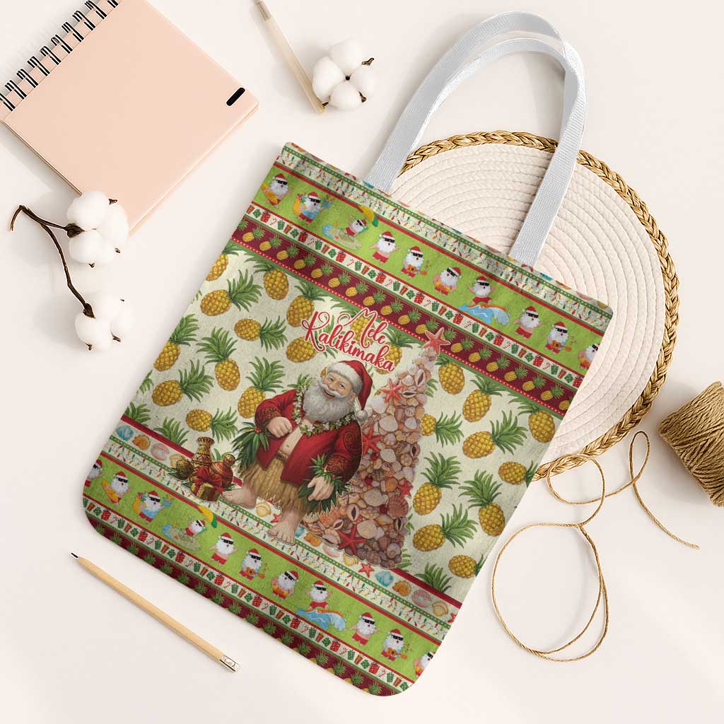 Hawaiian Santa Aloha Pineapple Christmas Tote Bag Mele Kalikimaka - Polynesian Pride