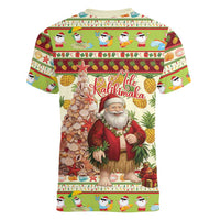 Hawaiian Santa Aloha Pineapple Christmas Women V-Neck T-Shirt Mele Kalikimaka LT15 - Polynesian Pride