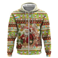 Hawaiian Santa Aloha Pineapple Christmas Zip Hoodie Mele Kalikimaka LT15 Zip Hoodie Cream - Polynesian Pride