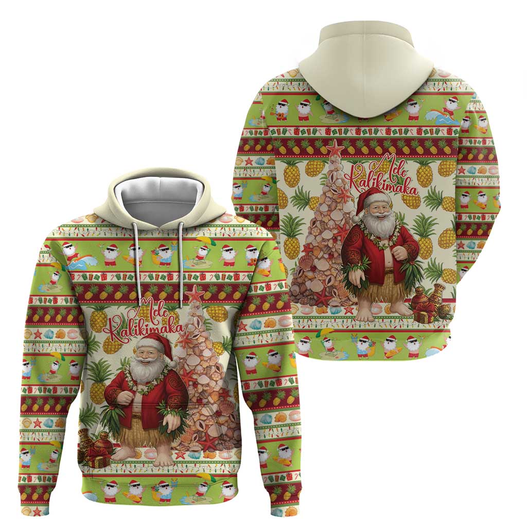 Hawaiian Santa Aloha Pineapple Christmas Zip Hoodie Mele Kalikimaka LT15 - Polynesian Pride