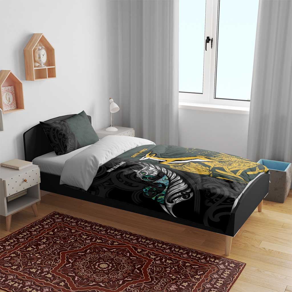New Zealand and South Africa Rugby Bedding Set Silver Fern With Springboks
