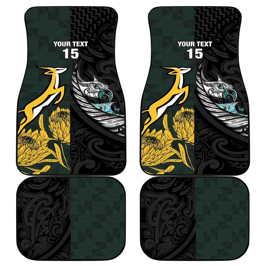 New Zealand and South Africa Rugby Car Mats Silver Fern With Springboks LT15 - Polynesian Pride