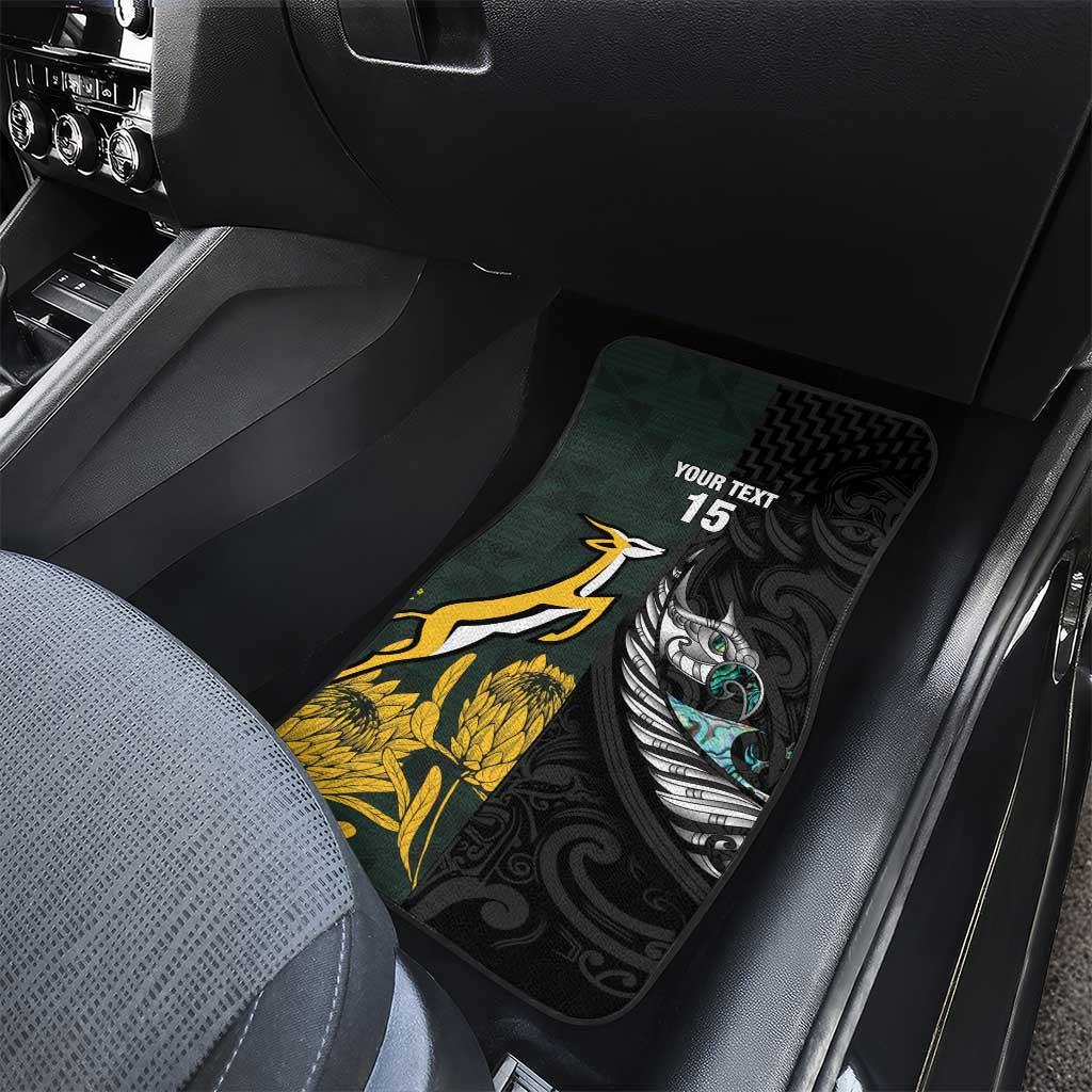New Zealand and South Africa Rugby Car Mats Silver Fern With Springboks LT15 - Polynesian Pride